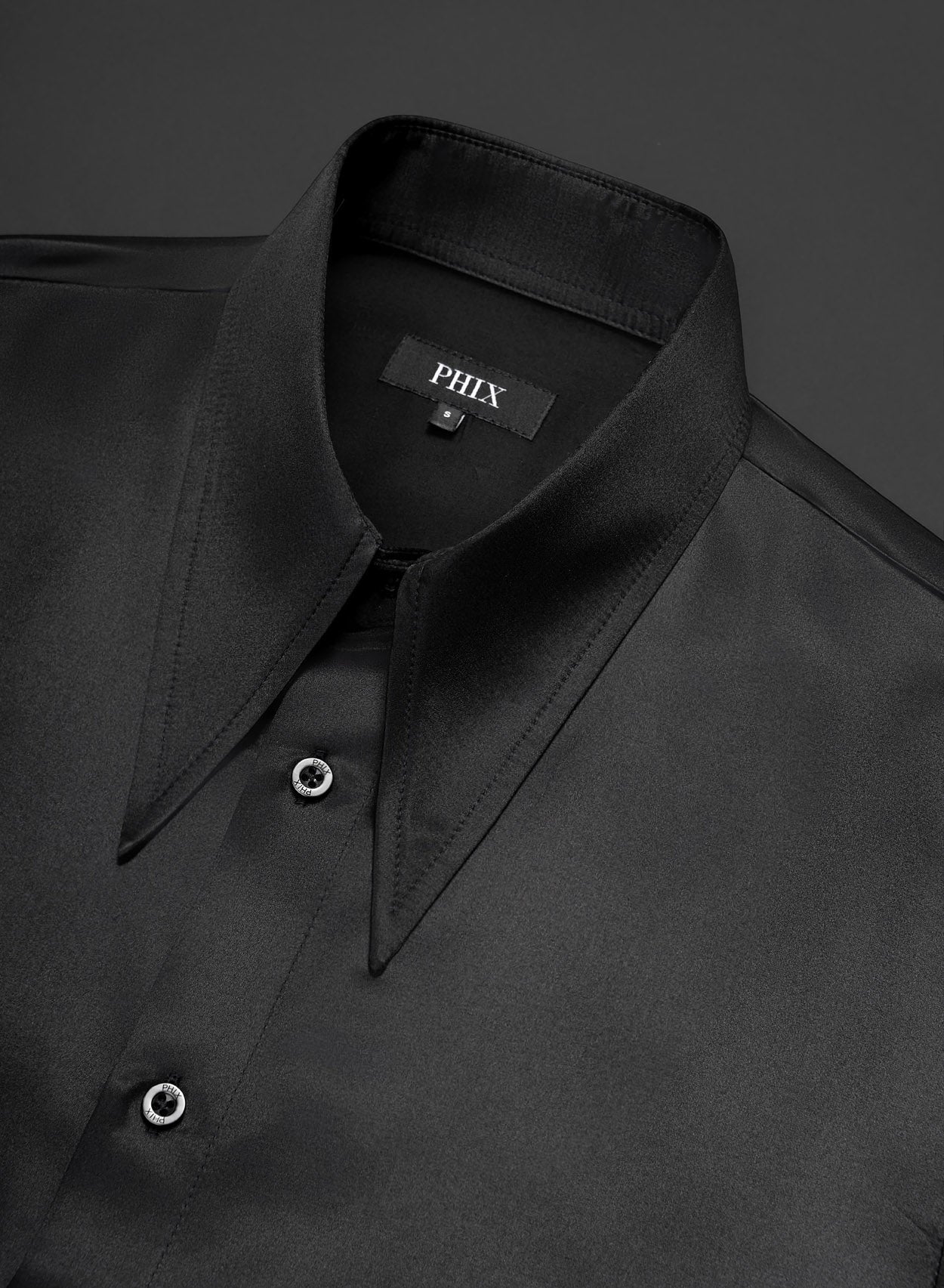 Black Spear Collar Silk Viscose Shirt Phix Black Spear Collar Silk Viscose Shirt Phix