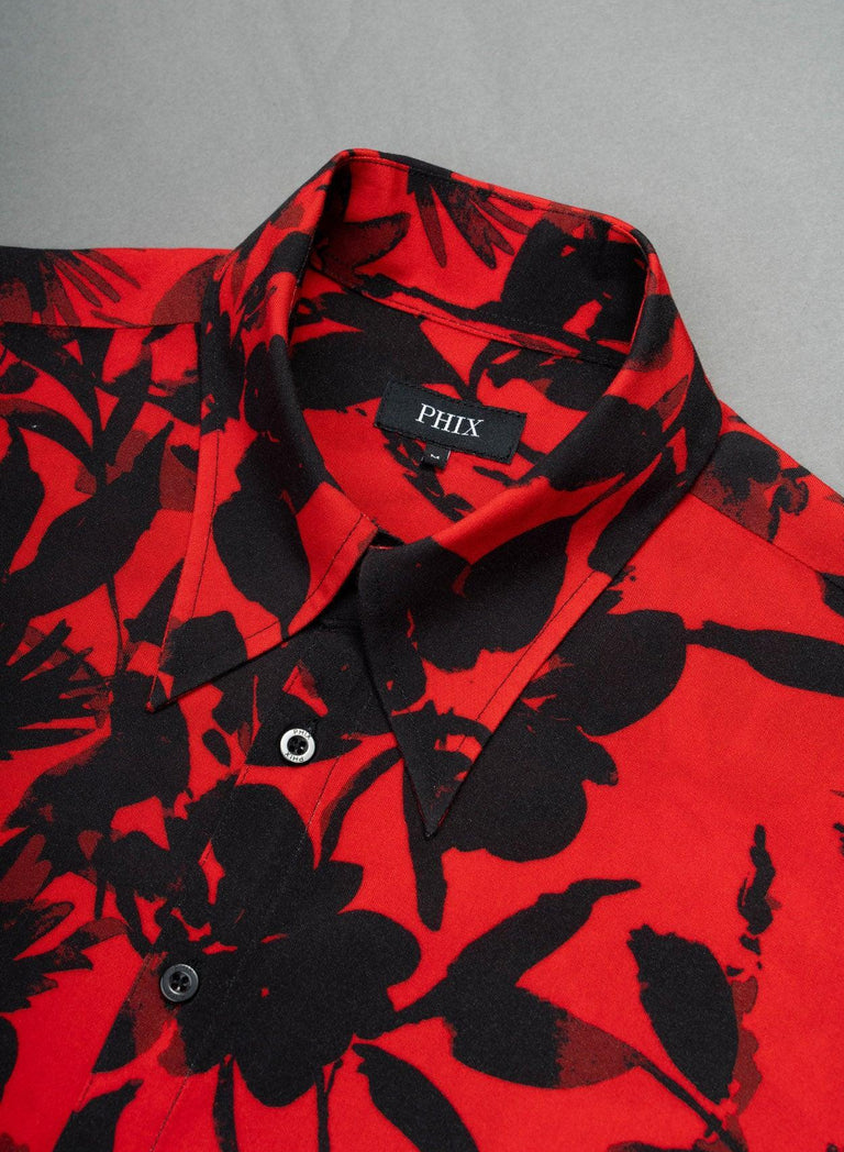 Black Floral Red Viscose Shirt