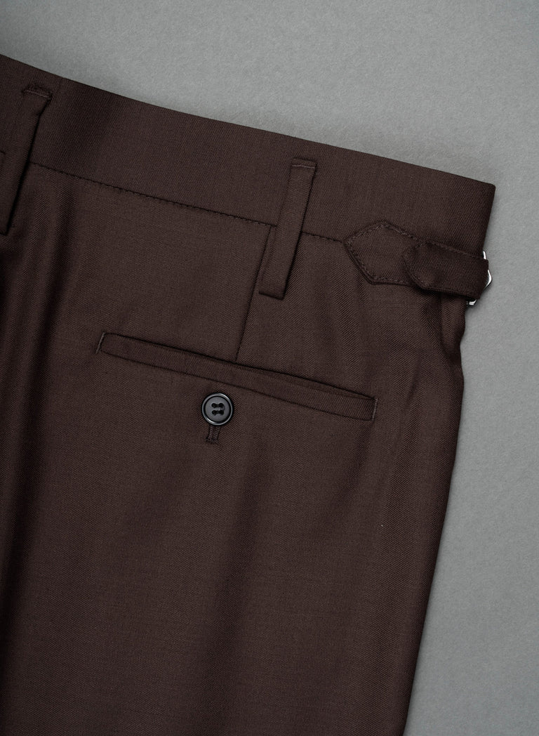 Brown High Waisted Side Buckle Flare Trousers