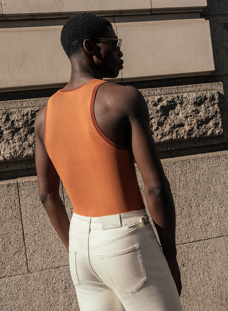 Phix X Rolling Stones Brown Ribbed Tongue Logo Vest