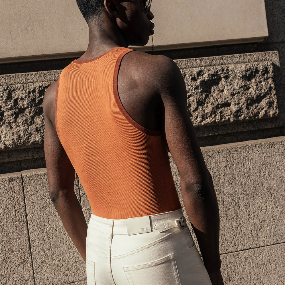 Phix X Rolling Stones Brown Ribbed Tongue Logo Vest & Phix