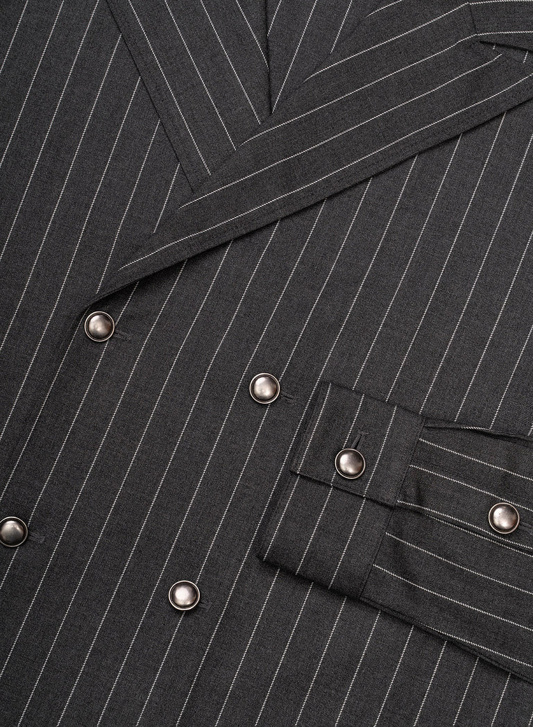 Grey Double Breasted Pinstripe Shirt