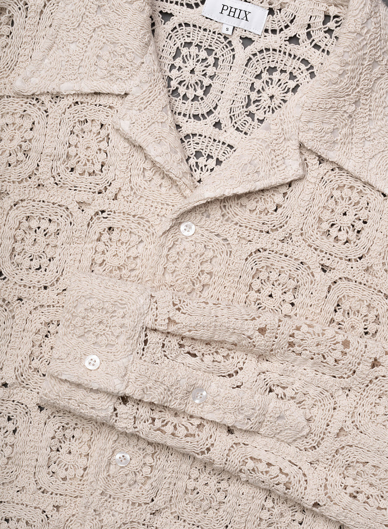 Square Bohemian Crochet Geometric Long Sleeve Shirt