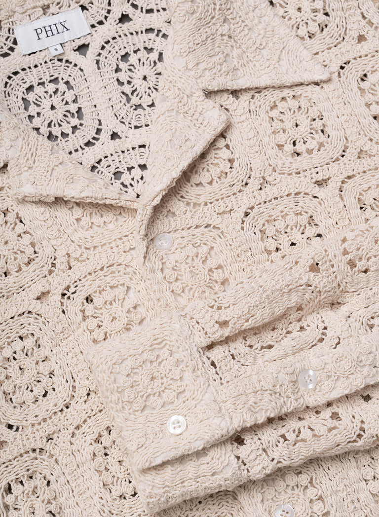 Square Bohemian Crochet Geometric Long Sleeve Shirt