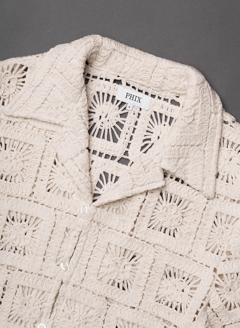 Square Crochet Geometric Cuban Shirt