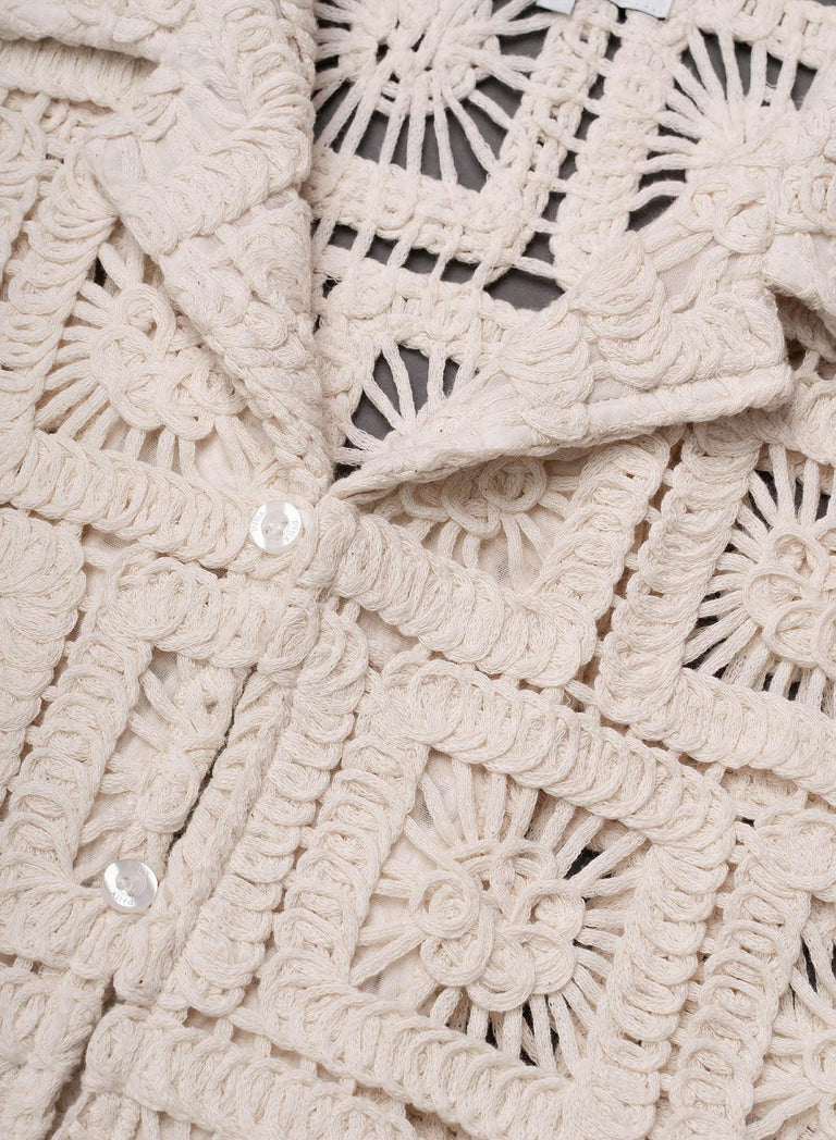 Square Crochet Geometric Cuban Shirt