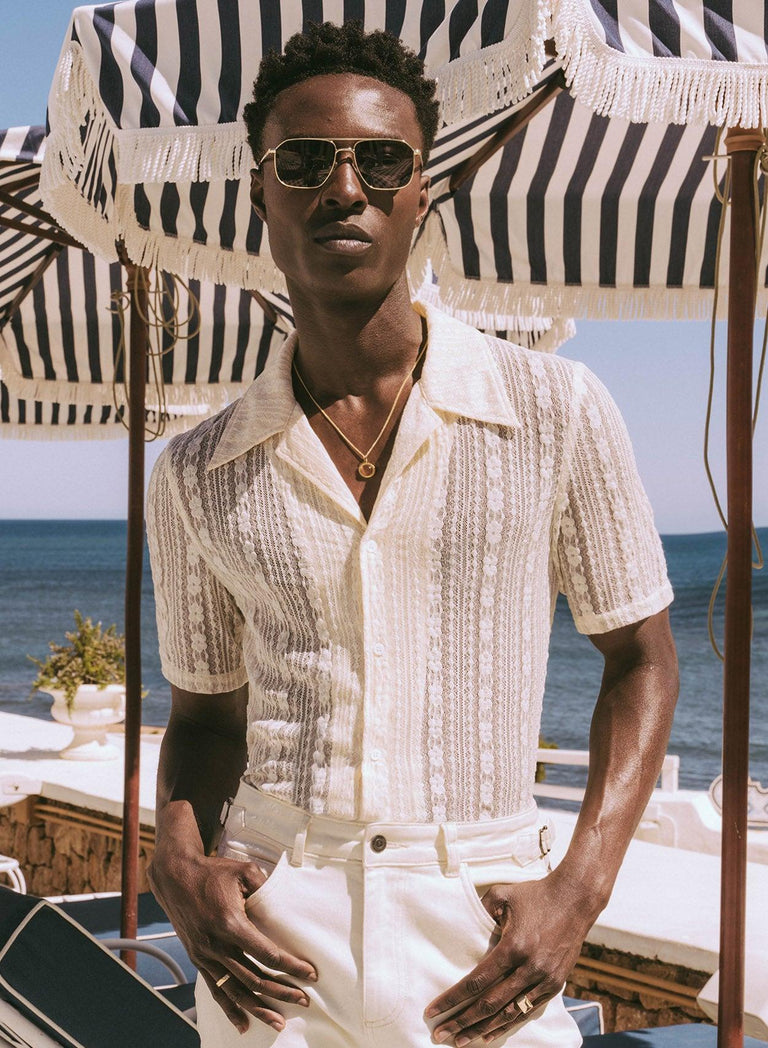 Off White Lace Cuban 70's Shirt