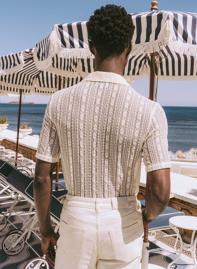 Off White Lace Cuban 70's Shirt