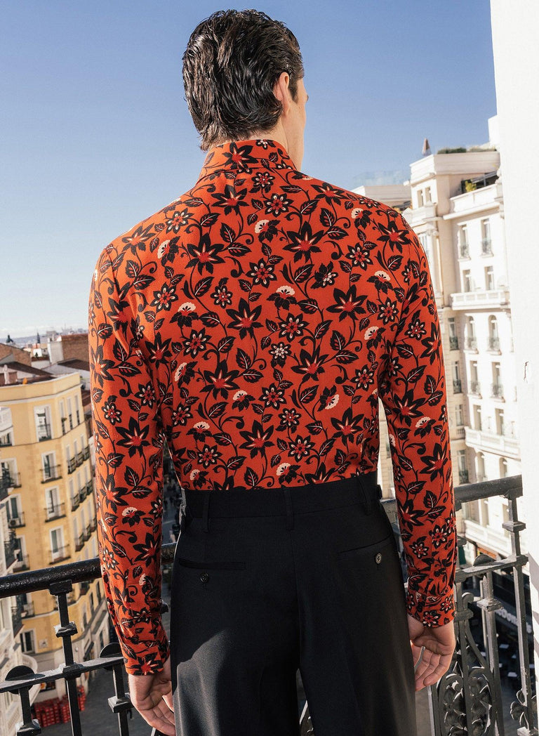 orange floral dress shirt Hisdern Non-iron Orange Dress Shirt and Floral Tie 3XL