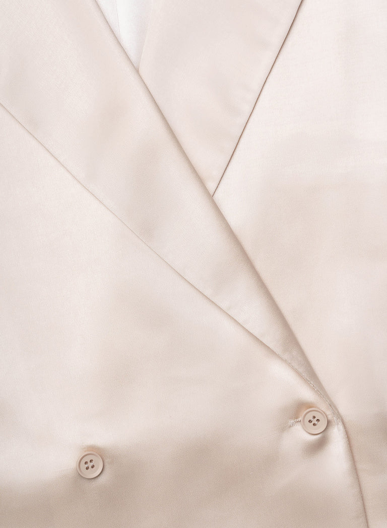 Pearl Satin Double Breasted Sleeveless Shirt