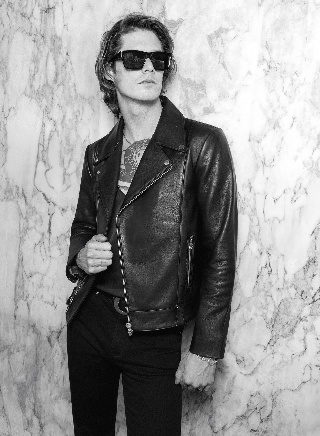 Phix X Rolling Stones Leather Lips Suede Patch Biker Jacket Phix