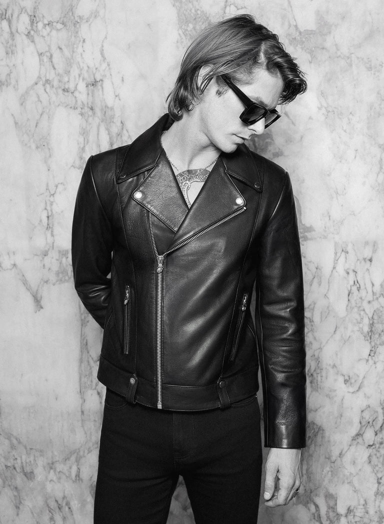 Phix Rappe Phix X Rolling Stones Leather Lips Suede Patch Biker Jacket & Phix