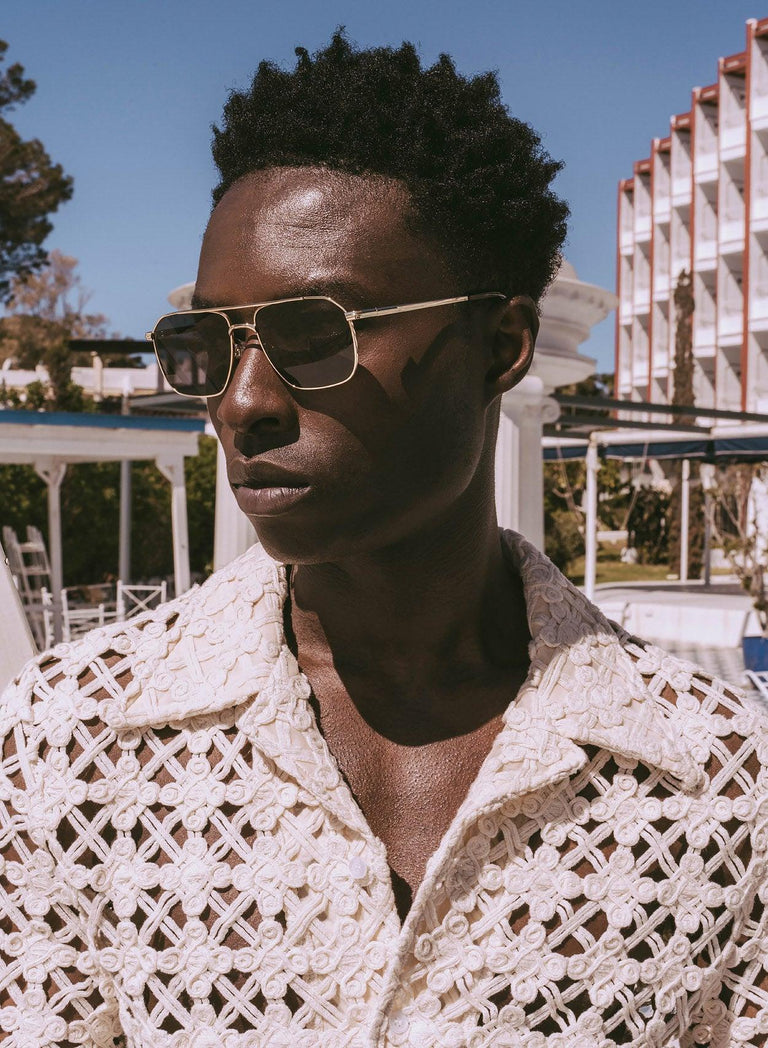 Off-White Geometric Crochet Cuban Shirt