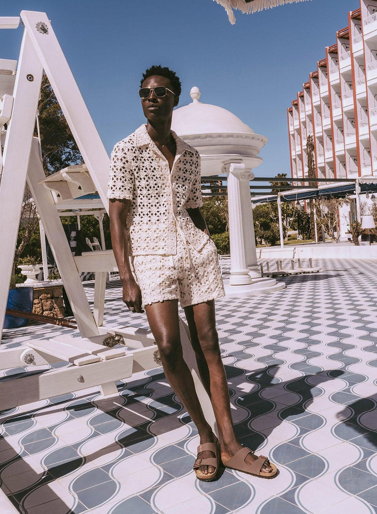 Off-White Geometric Crochet Cuban Shirt