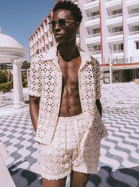 Off-White Geometric Crochet Shorts