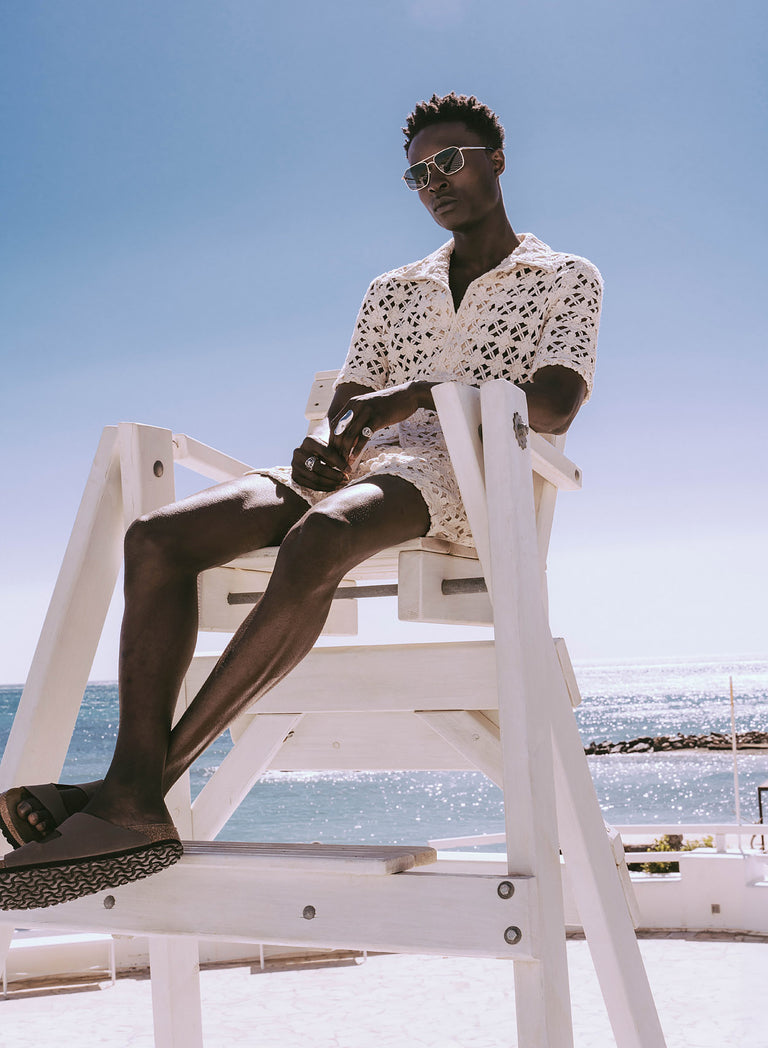 Off-White Geometric Crochet Shorts