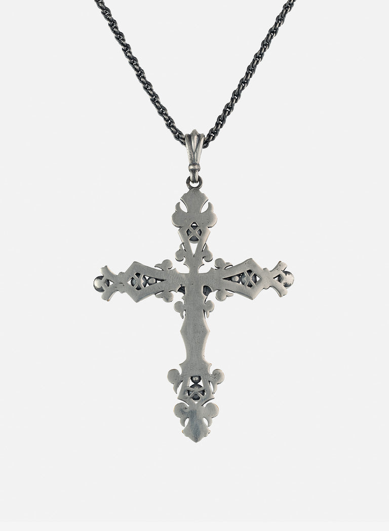 Silver Ornate Crucifix Necklace