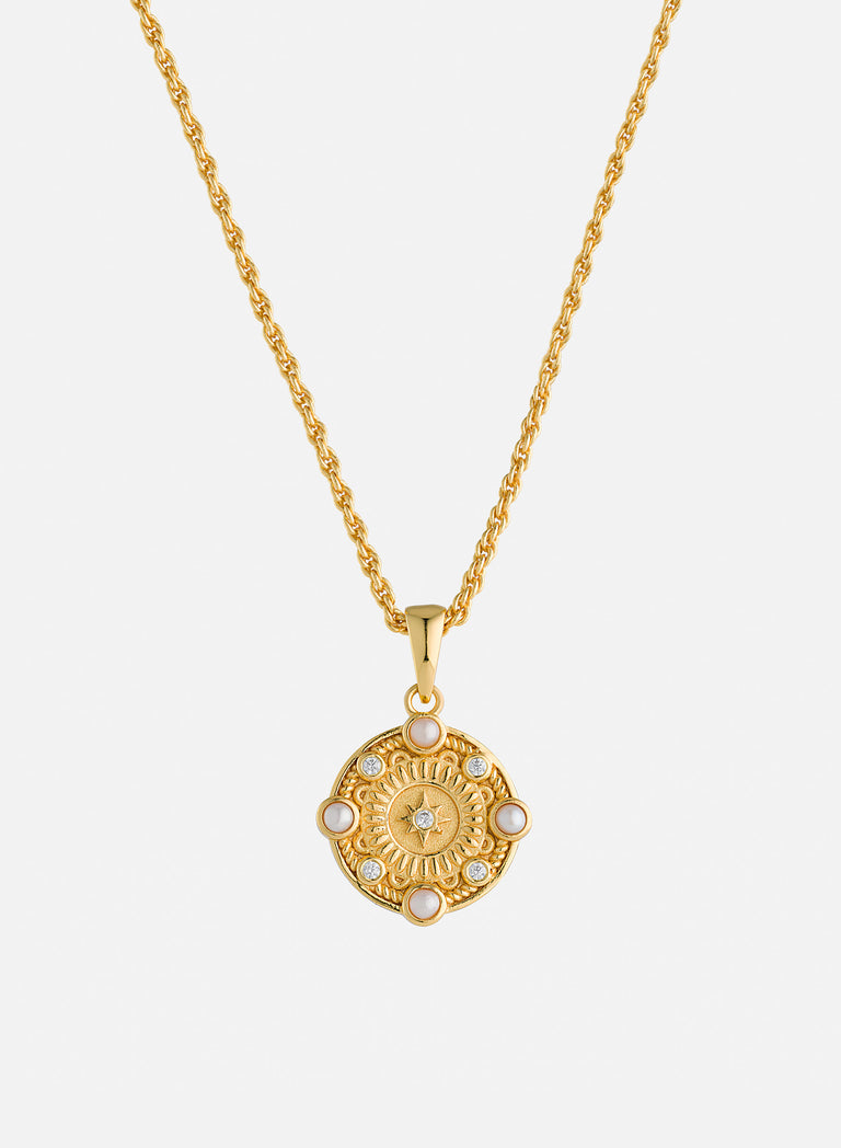 Gold Pearl & Crystal Pendant