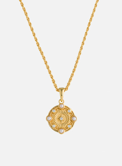 Gold Pearl & Crystal Pendant