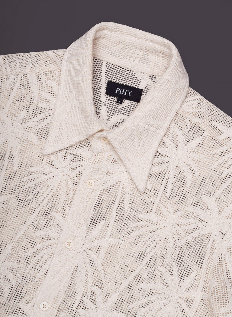 Off-White Palm Embroidery Crochet Long Sleeve Shirt