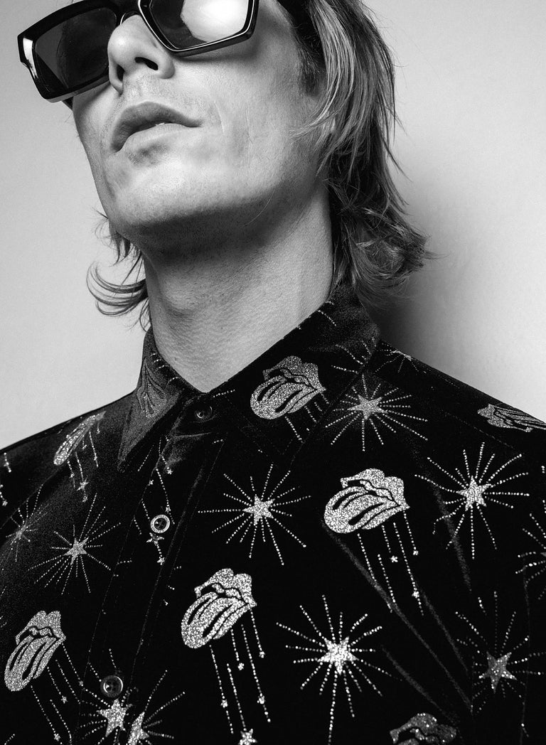 Phix X Rolling Stones Silver Tongue Black Velvet Shirt