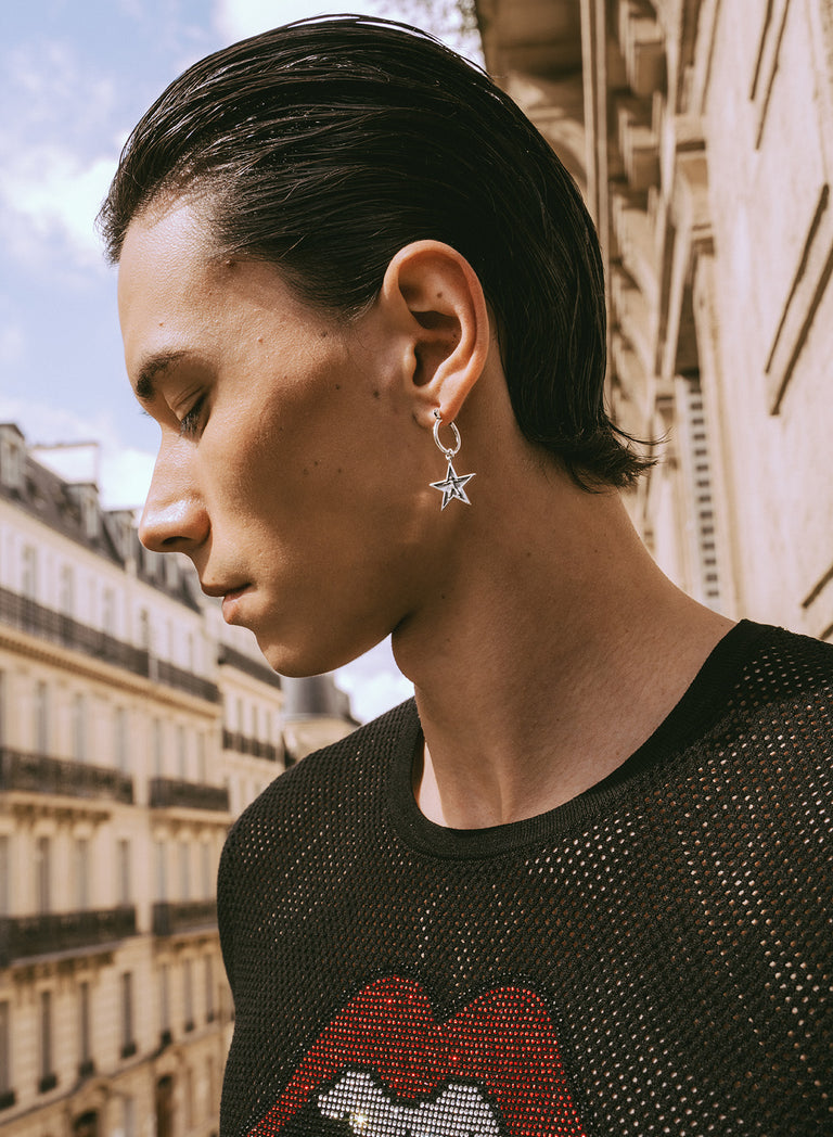 Silver Cowboy Star Earring