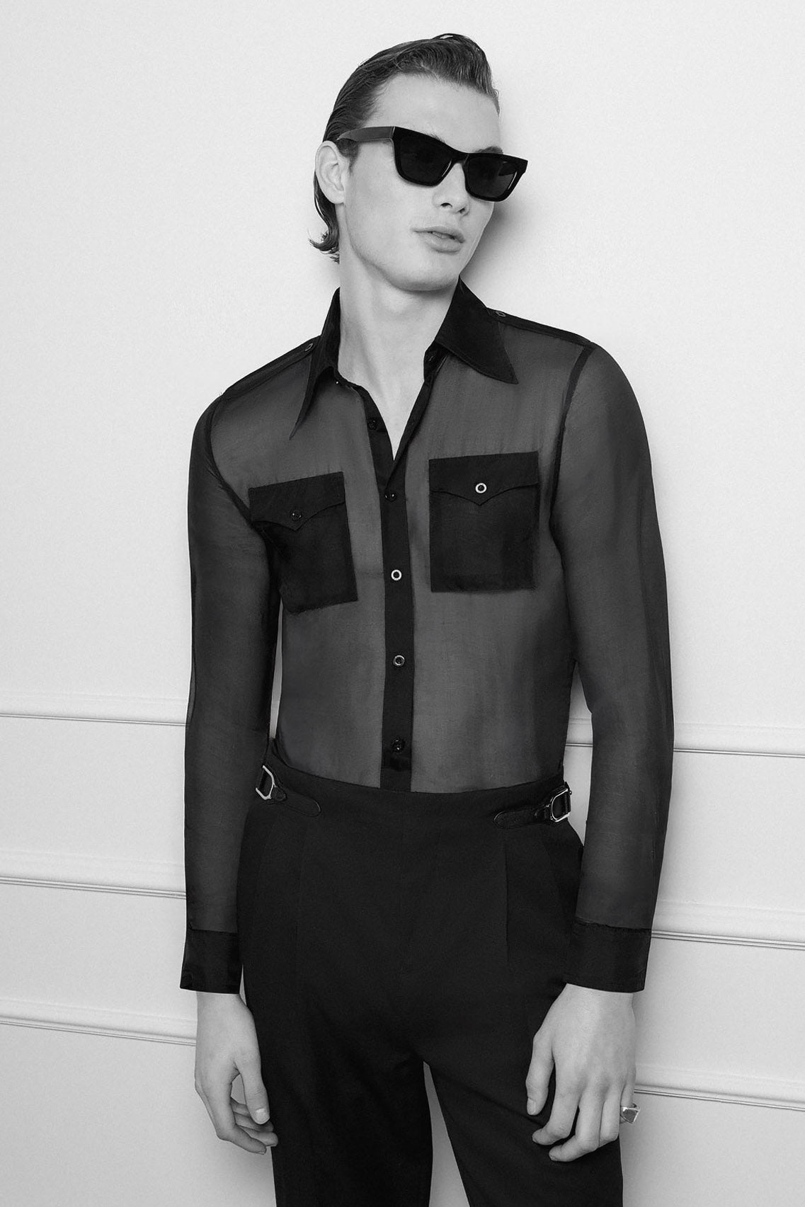Black Silk Chiffon Button Down Shirt Black Silk Chiffon Button Down Shirt