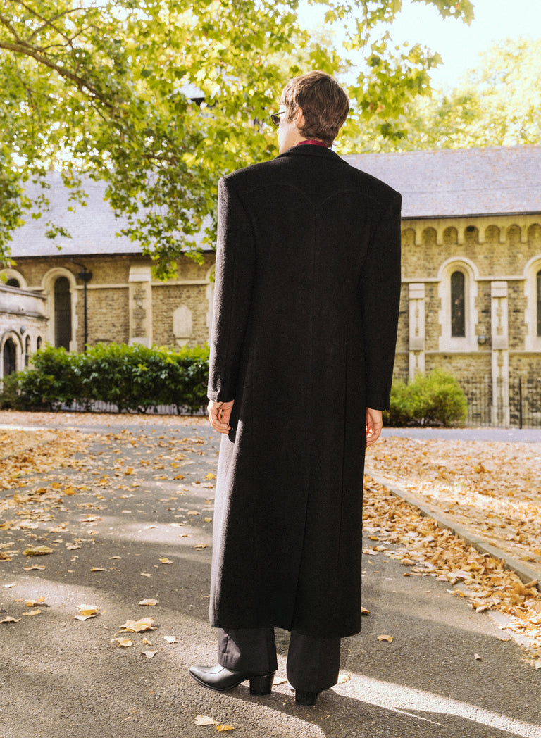 Phix X The Beatles Black Pure Wool Double Breasted Long Coat