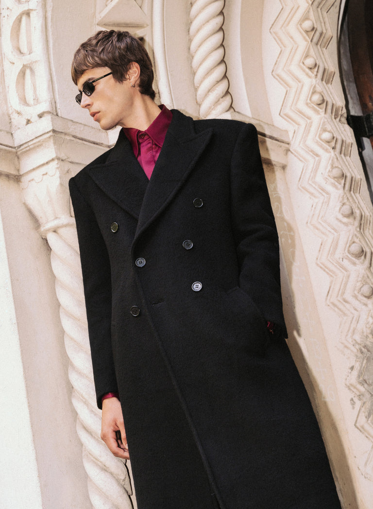 Phix X The Beatles Black Pure Wool Double Breasted Long Coat