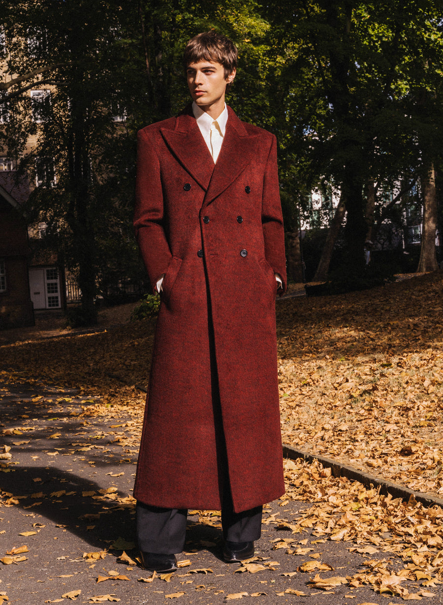 Phix X The Beatles Burgundy Pure Wool Double Breasted Long Coat