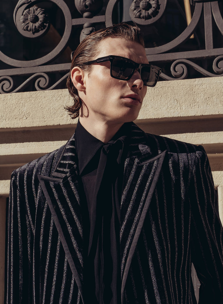 Black Velvet Silver Stripe Blazer