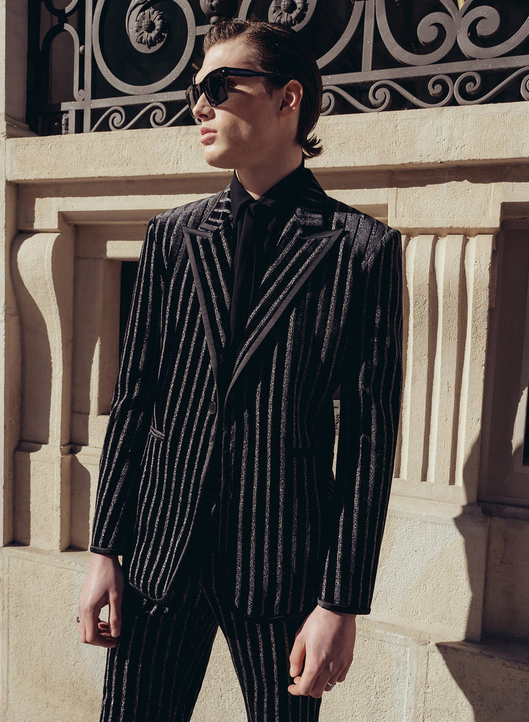 Black Velvet Silver Stripe Blazer