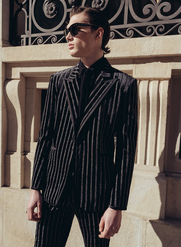 Black Velvet Silver Stripe Blazer