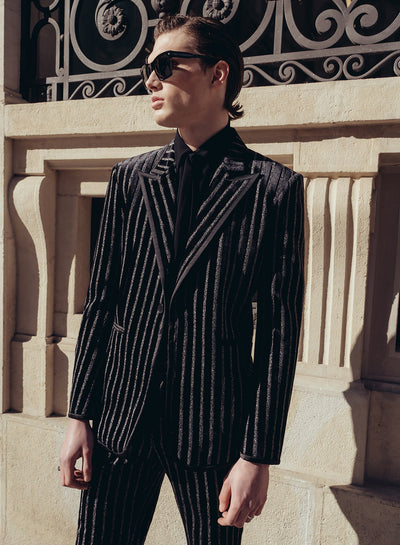 Black Velvet Silver Stripe Blazer