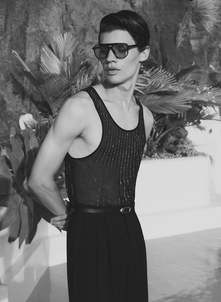 Black Chiffon Sequin Vest