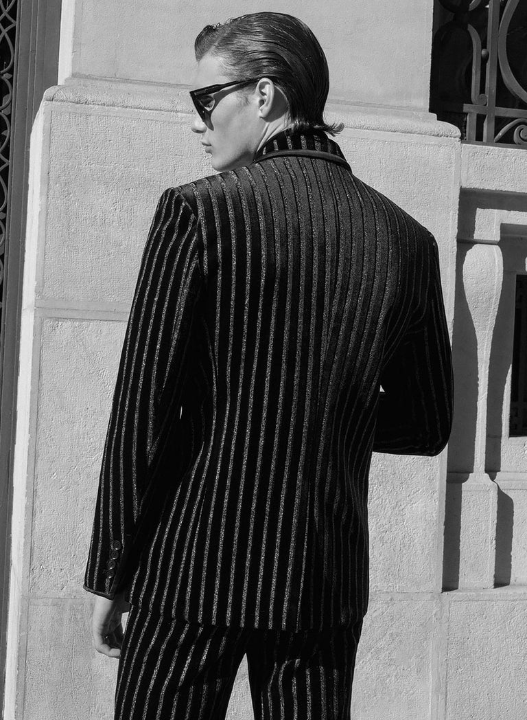Black Velvet Silver Stripe Blazer