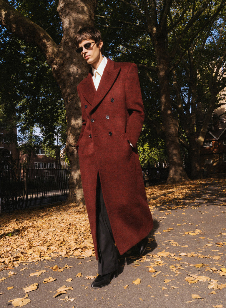 Phix X The Beatles Burgundy Pure Wool Double Breasted Long Coat