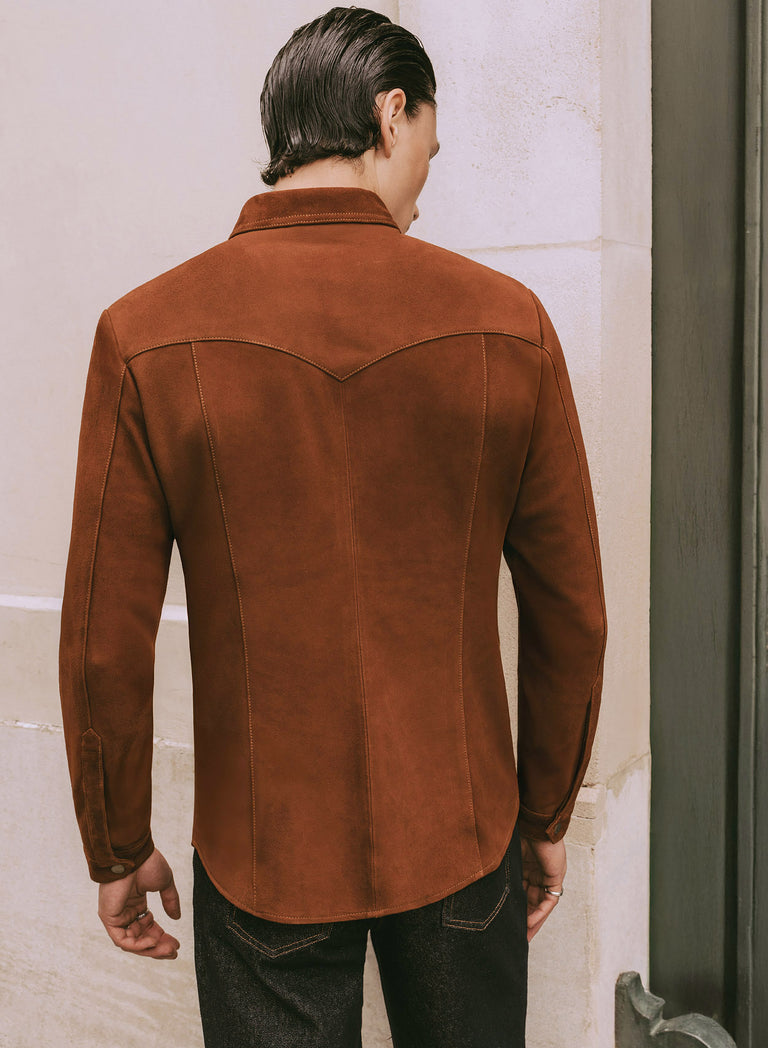 Brown Suede Western Leather Shirt