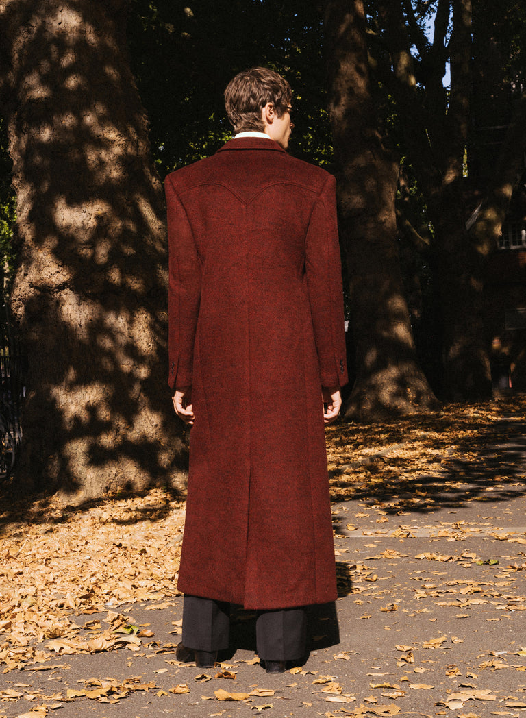 Phix X The Beatles Burgundy Pure Wool Double Breasted Long Coat