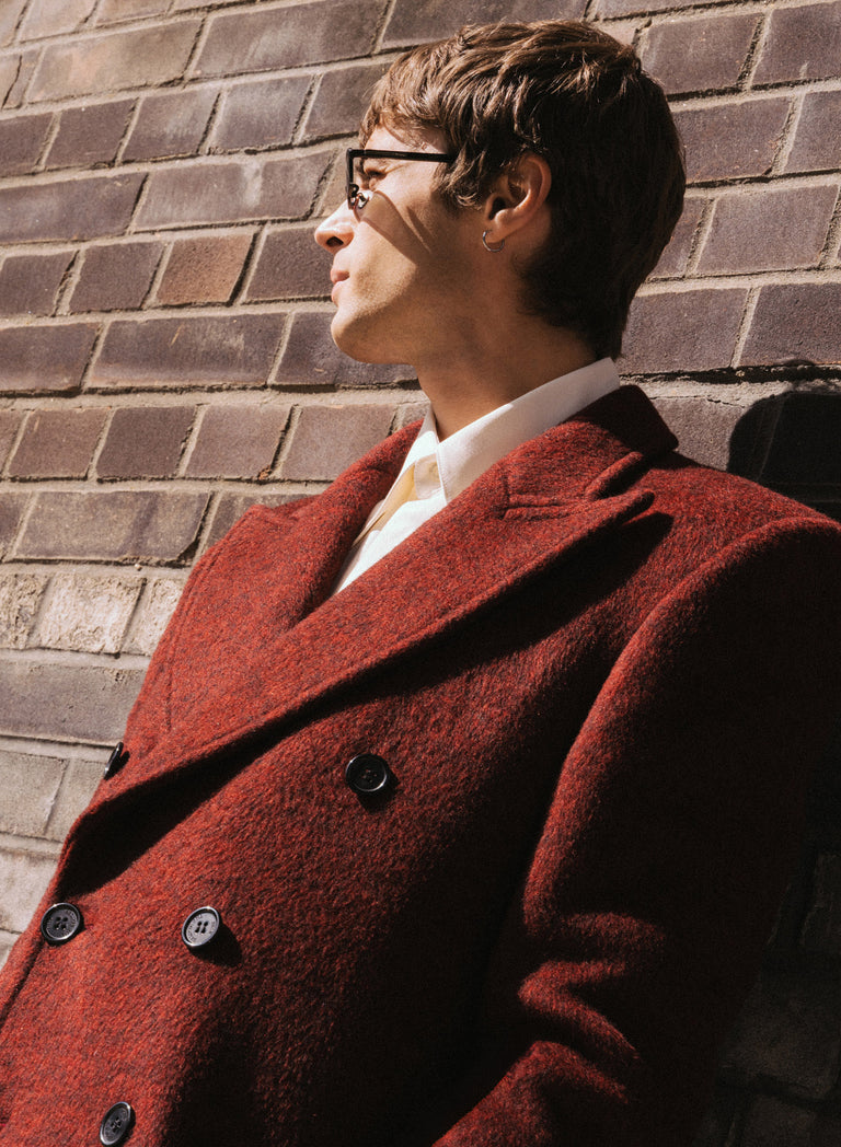 Phix X The Beatles Burgundy Pure Wool Double Breasted Long Coat