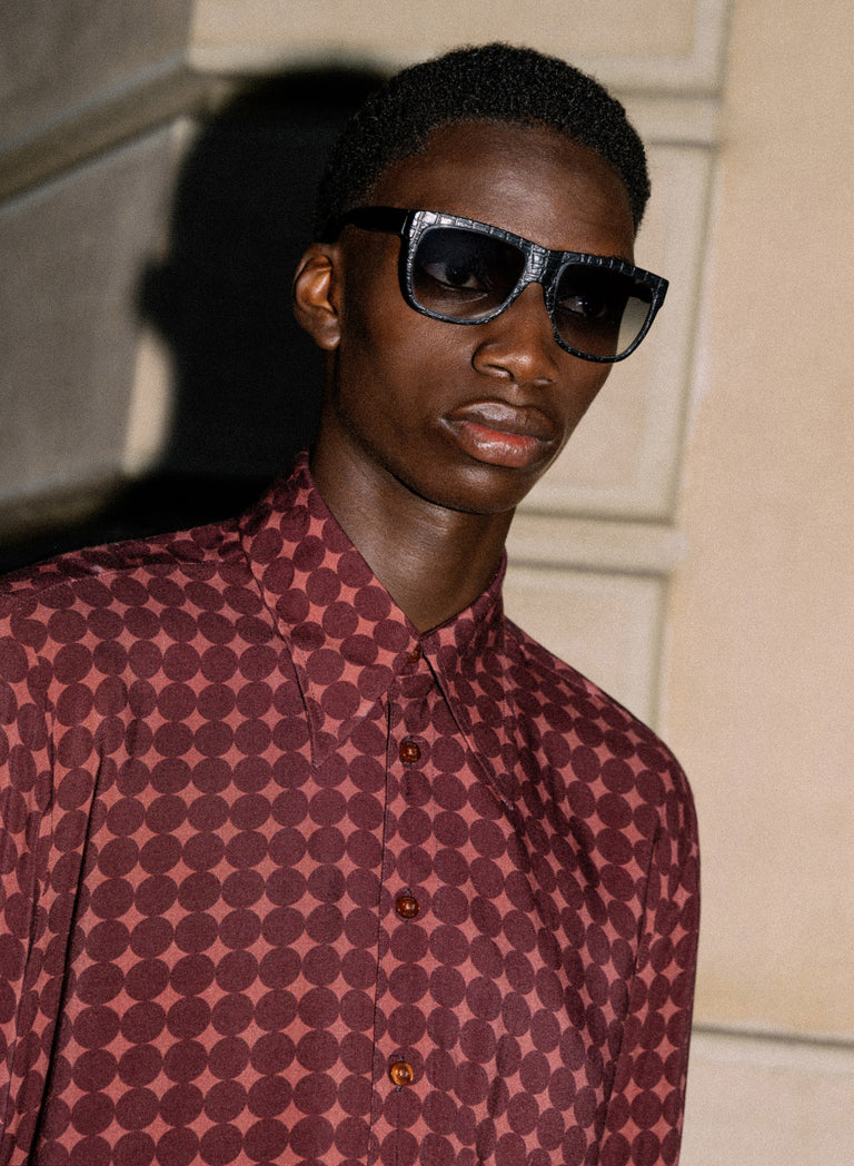 Bordeaux Geometric Circle Viscose Shirt
