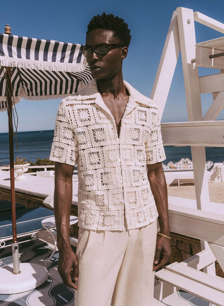 Square Crochet Geometric Cuban Shirt