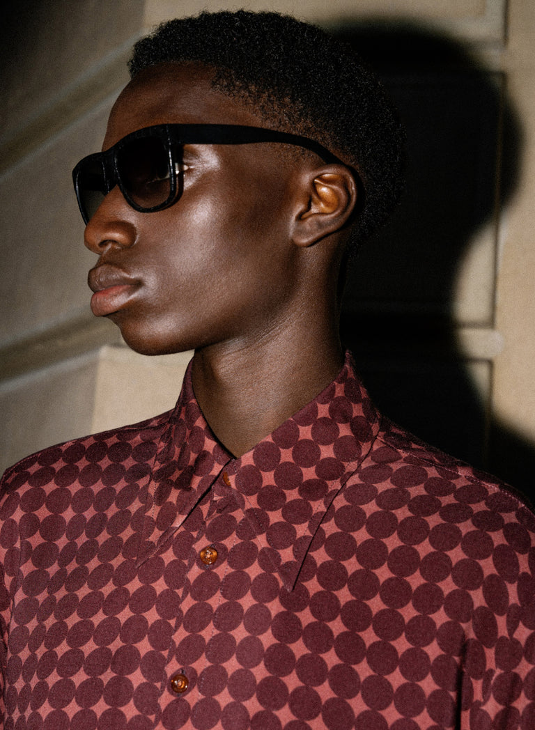 Bordeaux Geometric Circle Viscose Shirt
