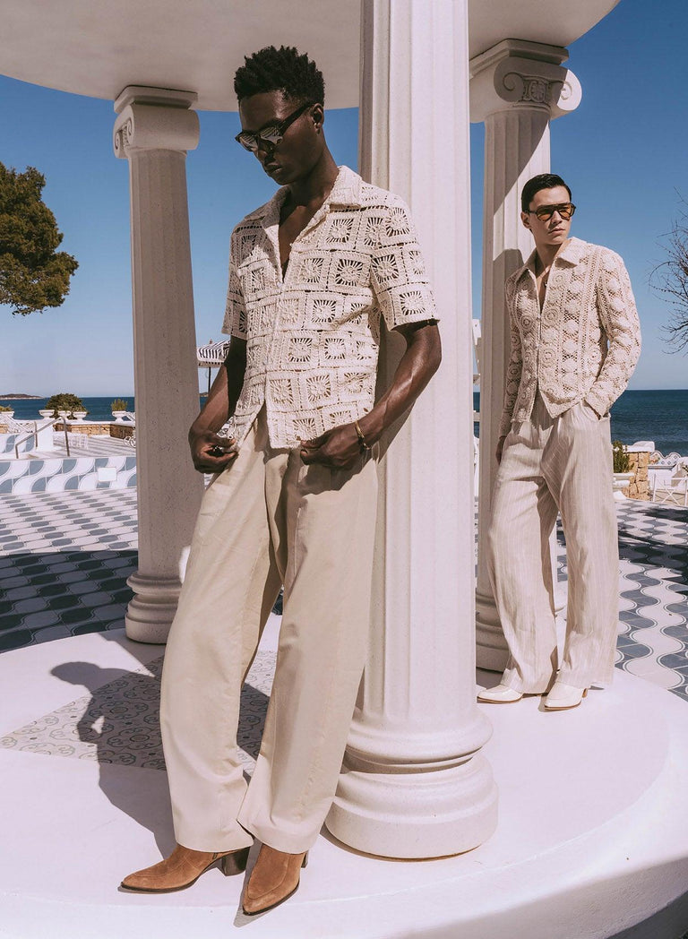 Square Crochet Geometric Cuban Shirt