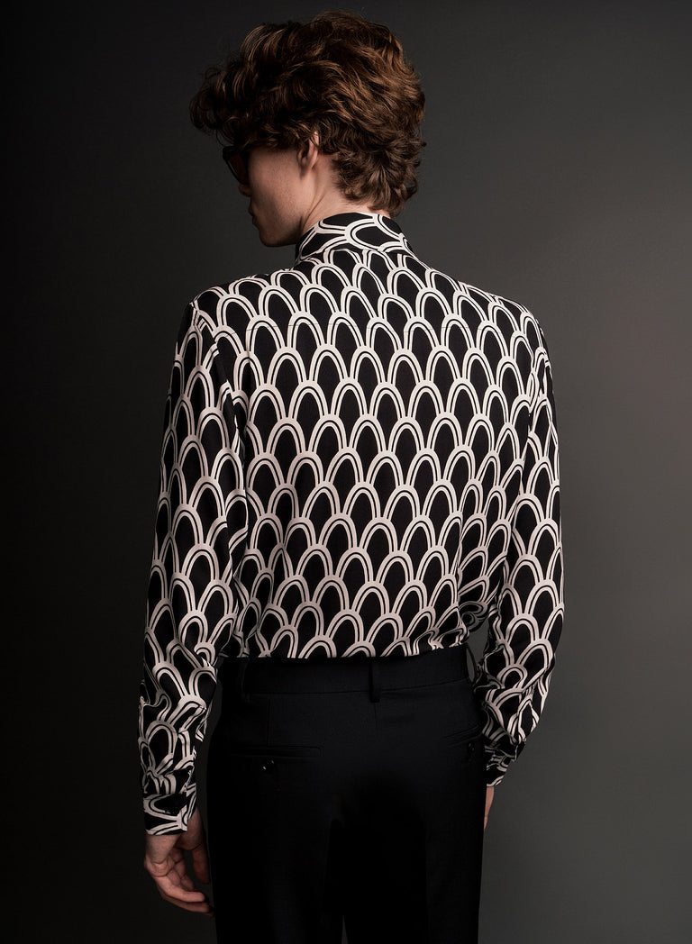 Black Art Deco Arch Geometric Viscose Shirt