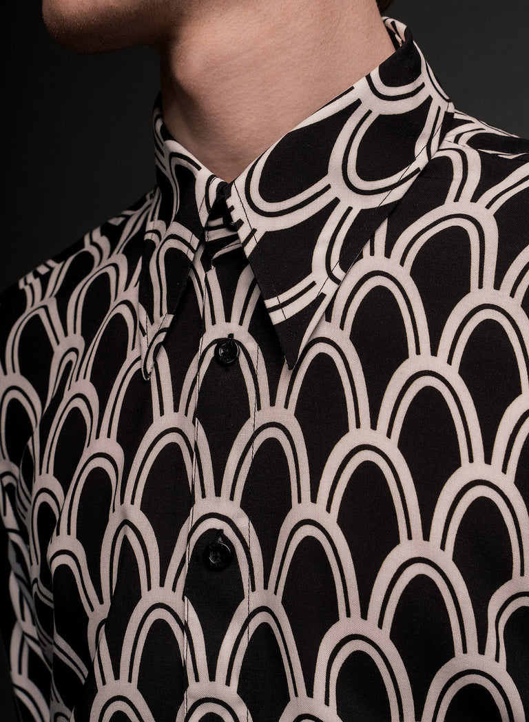Black Art Deco Arch Geometric Viscose Shirt