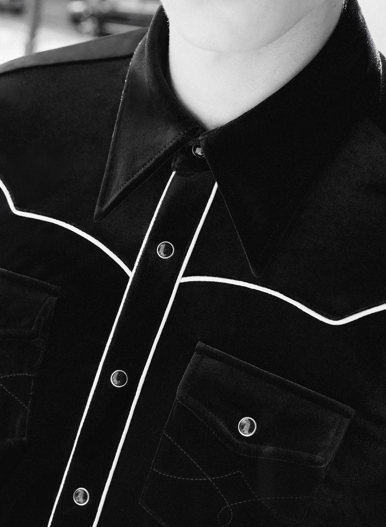 Black Velvet Western Piped Shirt