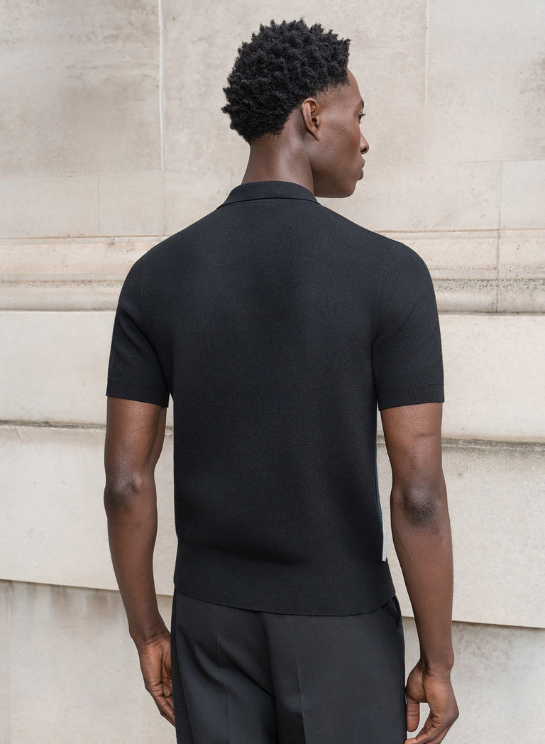 Teal Diamond Cotton Knitted Polo