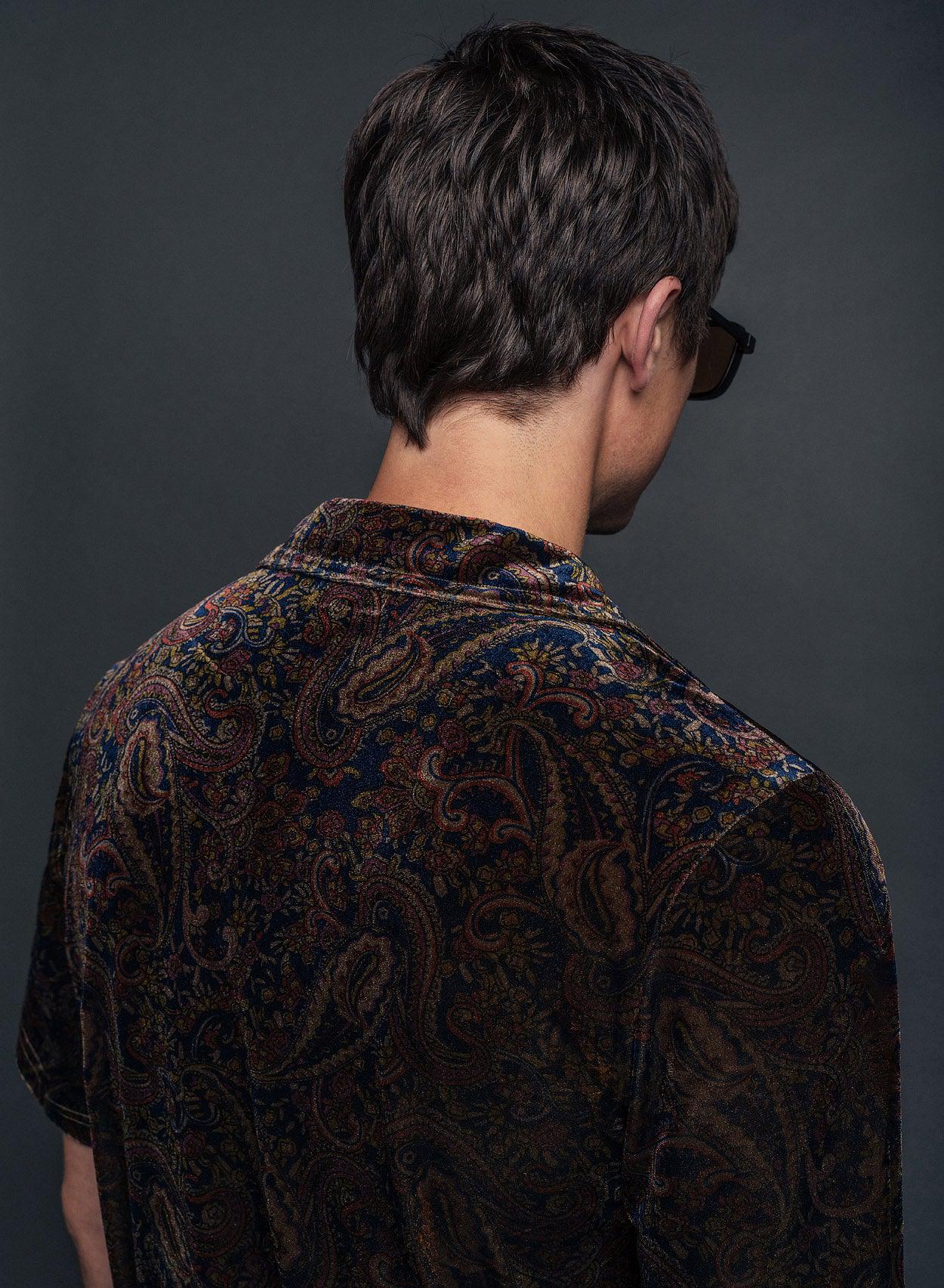 60s Paisley Velvet Polo Shirt ‐ Phix