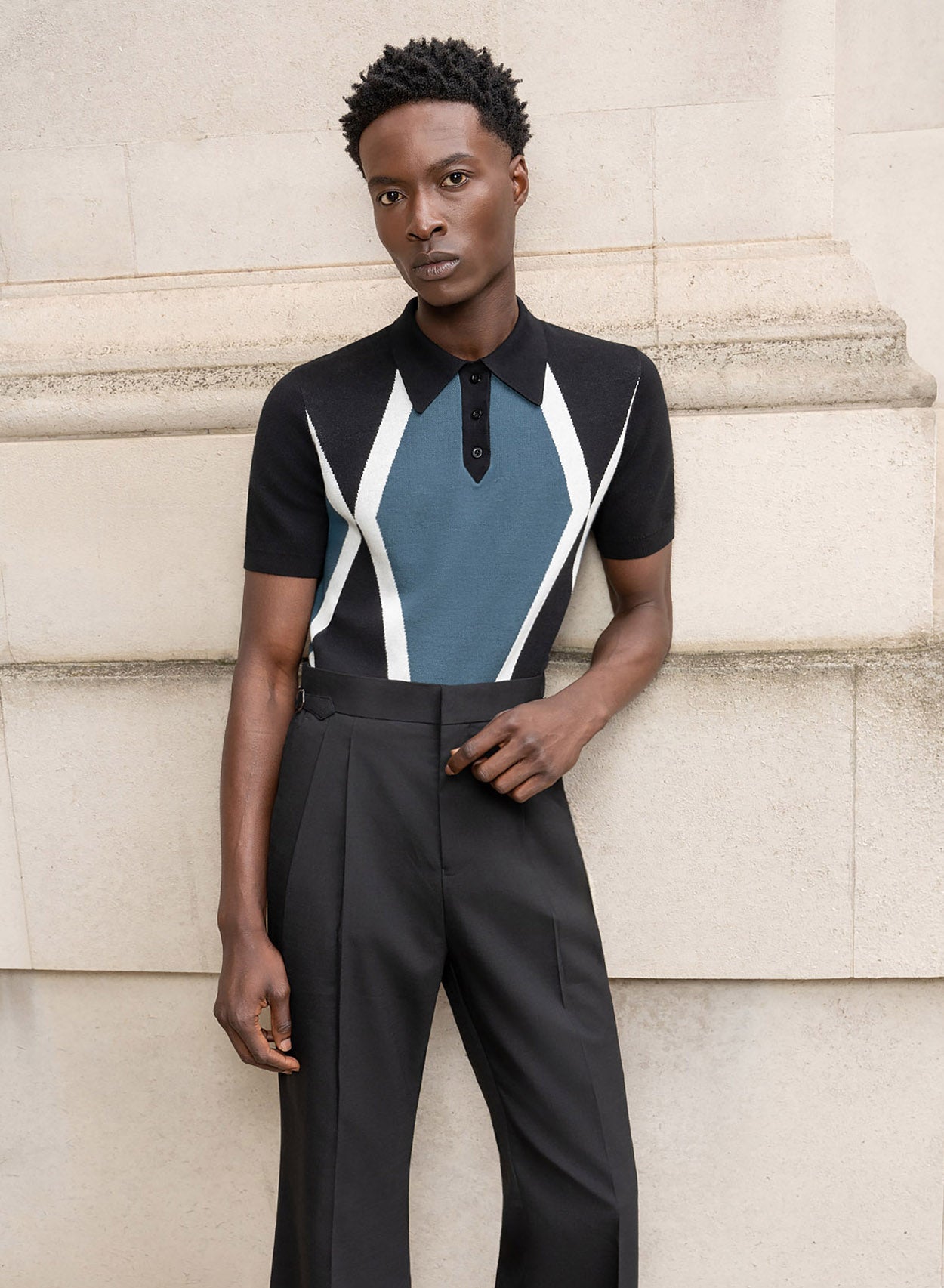 Black Side Buckle Wool Flare Trousers Phix Black Side Buckle Wool Flare Trousers Phix